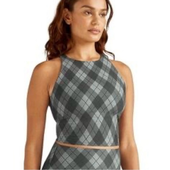 Beyond Yoga Spacedye Refocus Cropped Tank Gray Beyond Argyle Size M NWT - Picture 2 of 8